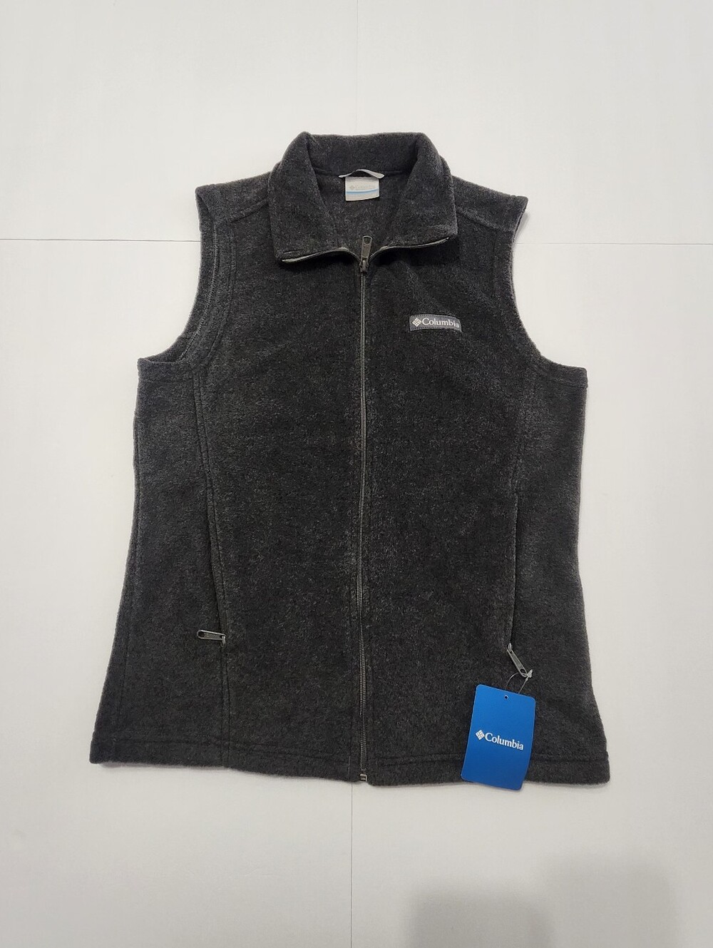 Columbia Men's Charcoal Gray Full-Zip Fleece Vest XS Two Zip Pockets
